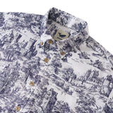 Men's Toile de Jouy Toile Shirt Landscape Hawaiian Shirt Resort Wear Shirt Short Sleeve Button-down White Aloha Shirt Toile De Jouy Medieval Castle Landscape