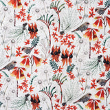 Women's Hawaiian Shirt Short Sleeve Button-up 100% Cotton Green Aloha Firetail Finches By Eloise