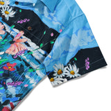 Ocean By Katie Leigh Stewart 100% Cotton Men's Short Sleeve Camp Collar Shirt Blue Aloha Hawaiian