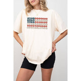 Flower American Flag Vintage Graphic Oversized Tee