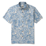 Easter Day Men's Hawaiian Shirt Short Sleeve Button-down 100% Cotton Blue Aloha Spring Revival
