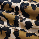 Men's Hawaiian Shirt Short Sleeve Camp Collar 100% Cotton Black Aloha Leopard Wilderness Whisper Leopard Print
