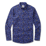 Men's Long Sleeve Hawaiian Shirt Midnight Garden Cotton Button-down Aloha Shirt Midnight Garden By Monika Forsberg