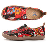 Abstract Artistry Statement Women's Slip-On Shoes, 100% Cotton, Painted Canvas Sneakers Abstract Art-inspired Shirt