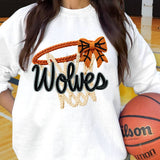 Faux Yarn Basketball Hoop Wolves Sweatshirt