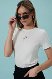 Crew Neck USA Cocktail Embroidered Ribbed Baby Tee