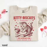 Valentines Cat Lover Baking Cookies Love Crewneck