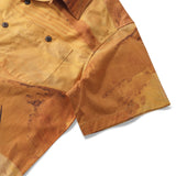 Men's Hawaiian Shirt Short Sleeve Camp Collar 100% Cotton Yellow Aloha Heat Waves By Andrea Leonelli