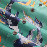 Green Hawaiian Shirt For Men Dancing gracefully Fish Shirt 100% Cotton