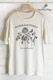 Flower and Butterfly-Hand Drawn(Oversized T-Shirts)