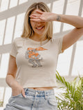 Tennessee Vols Mascot Flag Off White Micro Cropped Tee