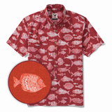 Men's Red Fish Hawaiian Shirt 100% Cotton Button-down Short Sleeve Aloha Shirt For Gift