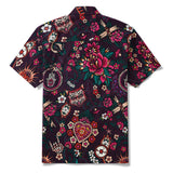 Valentine's Day Hawaiian Love Shirt 100% Cotton Men's Short Sleeve Camp Collar Shirt Black Aloha Shirt Unique Hawaiian Love Shirt
