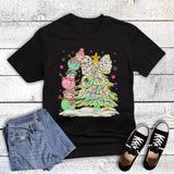 Christmas Snowman Stack and Tree Graphic Tee