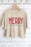 Merry Christmas Glitter Graphic Long Crop Top