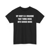 My Body Is A Machine That Turns Dicks Into Sucked Dicks Funny Shirt