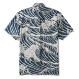 Dark Night Surfing 100% Cotton Men's Short Sleeve Button-down Shirt Beige Aloha Hawaiian