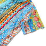 Men's Hawaiian Shirt Short Sleeve Button-down 100% Cotton Blue Aloha Geo Flow