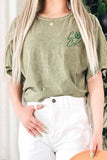 Luck Clover Horseshoe Graphic Mineral Long Crop Top