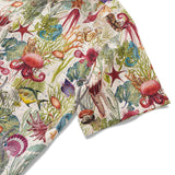 Men's Hawaiian Shirt Short Sleeve Button-down 100% Cotton Beige Aloha Ocean Reverie Style001