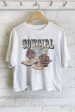 Cowgirl Rose Western Boots Graphic Long Crop Top