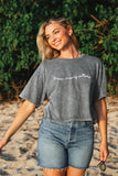 Forever Chasing Sunsets Cropped Mineral Graphic Top