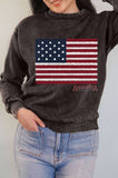 America Knit Flag Graphic Mineral Brushed Sweatshirts