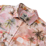 Women's Hawaiian Shirt Short Sleeve Button-up 100% Cotton Beige Aloha Relaxing Tropical Vibes