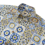 Men's Hawaiian Shirt Short Sleeve Button-down 100% Cotton White Aloha Sicilian Breeze