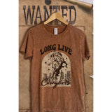 Long Live Cow Girl Wash Vintage Graphic  Tee