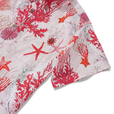 Men's Marine Life Hawaiian Shirt Short Sleeve Button-down 100% Cotton Pink Aloha Coral Reverie