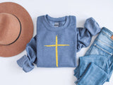Christian Gold Cross Blu Spring Women's Graphic Sweatshirt
