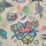 Men's Hawaiian Polo Shirt Tropical Wilderness Skull 1990s Vintage Short Sleeve Polo Shirt Tropical Wilderness Skull By Loinda Flow Polo