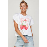 Strawberry Ribbon  Vintage Graphic Crop Top