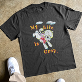 MY LIFE IS CRAP HEAVYWEIGHT BLACK T-SHIRT
