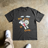MY LIFE IS CRAP HEAVYWEIGHT BLACK T-SHIRT