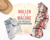 Wallen Malone For President  Vintage Retro Election Tee