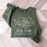Everything Is Fine Christmas Sweatshirt Womens Holiday