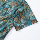1930s Green Hawaiian Shirt For Men Tropical Emerald Leaves Aloha Shirt Short Sleeve Button Down Shirt