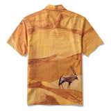Men's Hawaiian Shirt Short Sleeve Camp Collar 100% Cotton Yellow Aloha Heat Waves By Andrea Leonelli