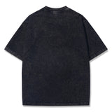 Hawaiian Tee For Men Crew Neck 100% Cotton Vintage Washed T-Shirt - Black