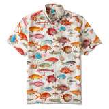 Yiume Men's Tropical Fish Shirt 100% Cotton Hawaiian Shirt Short Sleeve Button-down Beige Aloha Shirt Symphony Of The Sea