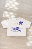 Meet Me At the Beach Cropped Mineral Washed Graphic Top