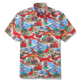 Christmas Santa's Wild Rides: Harley and Surf Men's Button-down Shirt 100% Cotton Santa Claus On A Harley