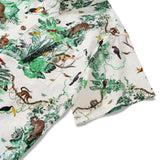 Men's Hawaiian Shirt Short Sleeve Button-down 100% Cotton Green Aloha Tropical Jungle Escape