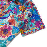 Tropical Hawaiian Shirt 100% Cotton Men's Short Sleeve Camp Collar Blue Aloha Shirt Tropical Wonder Painted Shirt