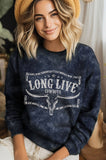 Long Live Cowboy Cowskull Mineral Graphic Brushed Sweatshirt