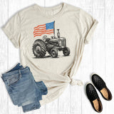 4th of July American Flag Tractor Graphic Tee