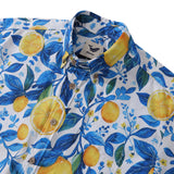 Summer Hawaiian Shirt For Men Button-down Lemon Shirt Short Sleeve 100% Cotton Shirt Summer Lemon