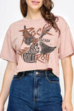 Rock and Roll Vintage Mineral Graphic Long Crop Top
